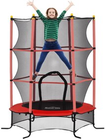 HOMCOM Trambulină pentru Copii 3-10 Ani cu Plasă de Siguranță, Suprafață Elastică cu Țevi Căptușite, Ø163x190 cm, Roșu | Aosom Romania
