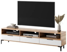 Masă TV Ricko 3D  (stejar natural + alb). 1098752