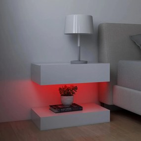 Comode TV cu lumini LED, 2 buc., alb, 60x35 cm 2, Alb, 60 x 35 cm