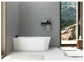 Cada asimetrica Rune Birka Boyd 160x75 cm stanga alb lucios lipita de perete, BTW