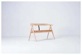 Bancă din lemn de stejar Gazzda Ava, șezut din piele