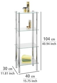 WENKO 15853100 - Etajeră YAGO 40 x 104 cm, inox/argintiu/transparent