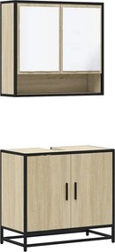 vidaXL Set mobilier de baie, 2 piese, stejar sonoma, lemn prelucrat