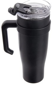 Cană termos neagră cu pai 1,2 l Termo – Orion