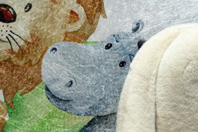 BAMBINO 54090 rotund covor lavabil Animale, Africa pentru copii anti-alunecare - alb / verde