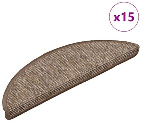 vidaXL Covorașe pentru scări, 15 buc., 56x17x3 cm, maro deschis, semirotunde