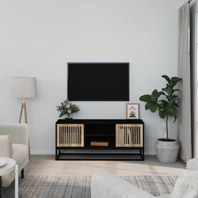 352098 vidaXL Comodă TV, negru, 105x30x45 cm, lemn prelucrat & fier