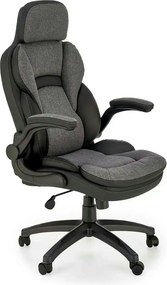 Scaun birou VALERIO, negru/gri, piele ecologica/panza, 67x69x120/128 c