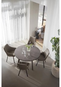 Masă de dining maro închis rotundă extensibilă cu aspect de lemn de stejar ø 130 cm Glenside – Rowico