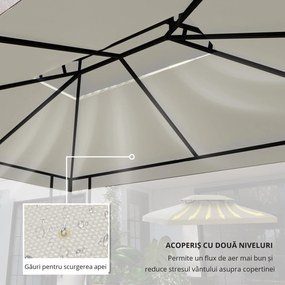 Acoperiș de Schimb Outsunny Impermeabil pentru foisor, Dublu Strat 3x4m | AOSOM RO