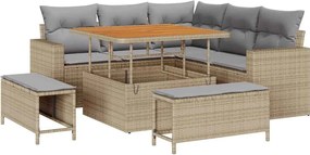 vidaXL Set de canapele pentru grădină 9 pcs Beige și gri deschis