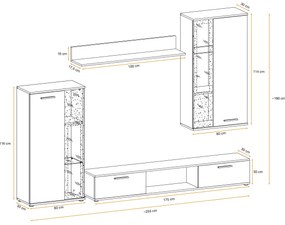 Mobilier living Wowza (hikora jackson + negru (cu iluminat LED). 1097585