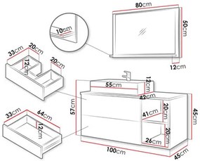 Set mobilier baie Kiago I (negru + marmură negru). 1122361