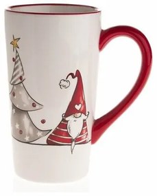 Cană de Crăciun Spiridușul și renul, ceramică, 580 ml, roșu
