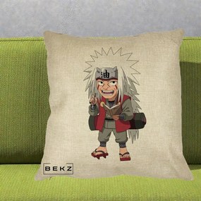 Perna Personalizata Naruto Jiraiya Sensei Chibi, 40x40 cm, Crem, Husa Detasabila, Perna Inclusa, BEKZ®