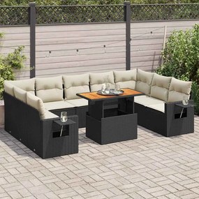 vidaXL Set canapele de grădină cu perne, 10 piese, negru, poliratan