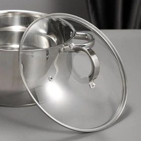 Set Vase Gătit din Inox, 12 Piese, Capacități 7 - 1.6 Litri, Bază 3 Straturi (Inducție), Capace din Inox