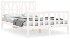3192487 vidaXL Cadru de pat cu tăblie, alb, 120x200 cm, lemn masiv