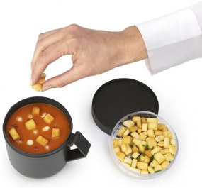 Cana pentru supa cu capac Brabantia Make&Take 1006293, 600+180 ml, Capac cu infiletare, Fara BPA, Gri