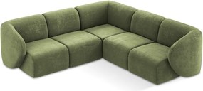 Colțar verde cu tapițerie din chenille Lani – Makamii