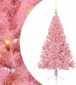 vidaXL Pom de Crăciun artificial pre-iluminat Roz 150 cm PVC