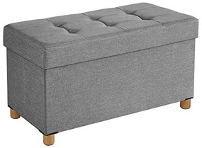 Bancheta cu spatiu depozitare, 76 x 38 x 40 cm, textil / MDF, gri, Songmics