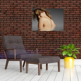 Tablou pe sticlă - Imaginea unei femei care face baie (70x50 cm)