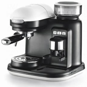 Espressor manual Ariete ESPRESSO MODERNA 1318/01, 1080W, 15 bar, 0.8 L, Rasnita încorporata, Spumare lapte, Alb/Negru