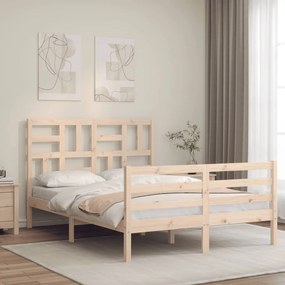 3194866 vidaXL Cadru de pat cu tăblie, dublu mic, lemn masiv