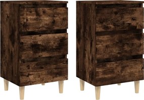 vidaXL Noptiere picioare lemn masiv 2 buc. stejar afumat 40x35x69 cm