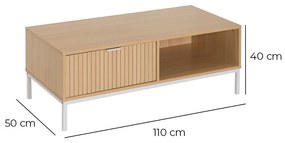 Măsuță de cafea în culoare naturală cu aspect de lemn de stejar 50x110 cm Mid-Lines – Casa Selección