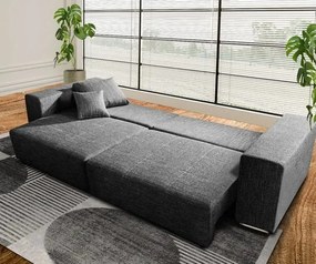 Canapea extensibilă dumonde cu ladă de depozitare si sezut confortabil din spuma high-density, Marbela Magma Black XXL 295x100 cm
