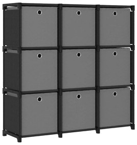 322611 vidaXL Raft 9 cuburi cu cutii, negru, 103x30x107,5 cm, material textil
