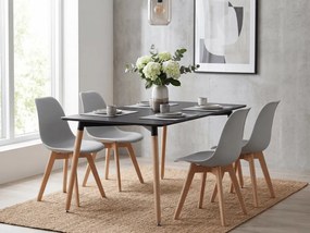 Set de masa 1 + 4, masa neagra ADRIA 120x80 cm + scaun gri KITO