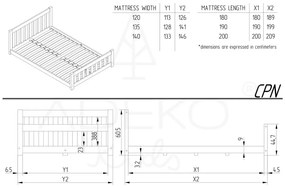Pat pentru copii natural din lemn de pin 140x200 cm CPN – Adeko