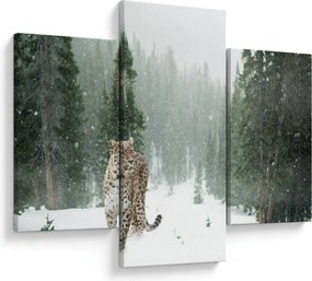 Tablou cu leopard în zăpadă (90x60 cm)