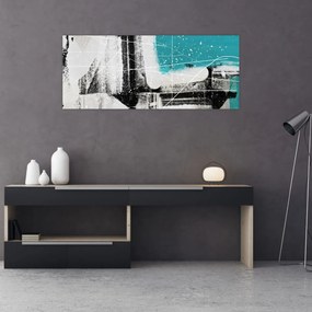 Tablou - Abstract turcoaz (120x50 cm)