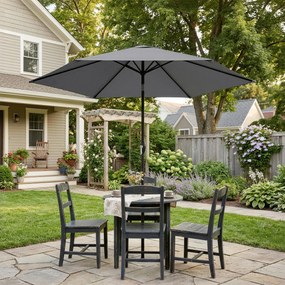 Outsunny Umbrelă de grădină exterioară rotundă 2 m, înclinabilă la 30°, manivelă, stâlp din aluminiu, țesătură 180 g/m², anti-UV, Gri Închis | Aosom Romania