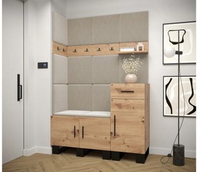 Set mobilier pentru hol Amanda 10 (Stejar artisan + bej). 1085938
