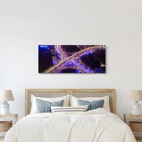 Tablou cu o interesecție mare noapte (120x50 cm)