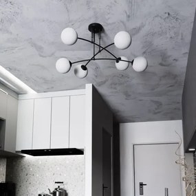 Lustră pe tijă PREGOS 6xE14/10W/230V negru/alb