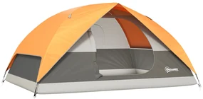 Outsunny Cort de Camping pentru 3 Persoane cu Port de Încărcare, Buzunare și Geantă, 205x275x135 cm, Portocaliu | Aosom Romania