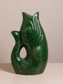 Vas decorativ din ceramică glazurată verde, "Fish"