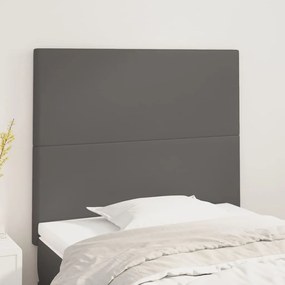 vidaXL Tăblii de pat, 2 buc, gri, 90x5x78/88 cm, piele ecologică