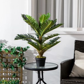 HOMCOM Plantă Artificială de Palmă cu 18 Frunze și Vas Inclus pentru Interior, Înălțime 85 cm, Verde | Aosom Romania
