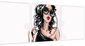 Tablou - Femeie de modă (cu ceas) (90x30 cm)