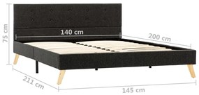 Cadru de pat, gri inchis, 140 x 200 cm, material textil Morke gra, 140 x 200 cm