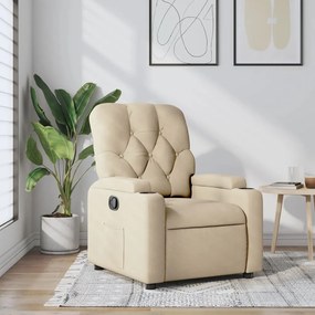 vidaXL Fotoliu rabatabil, crem, material textil