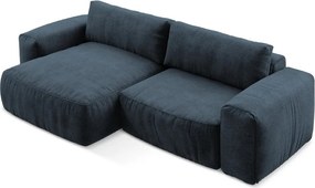 Colțar albastru închis extensibil cu tapițerie din chenille (cu colț pe partea stângă/cu șezlong) Kuki – Makamii