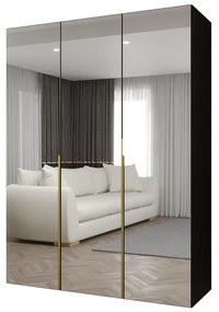 Dulap de haine 150 cm Alice 3 (Negru + Auriu). 1126219